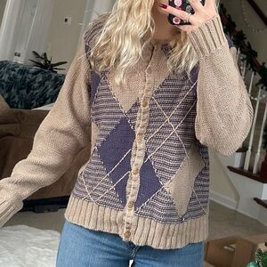 Vintage tan and blue dress barn sweater